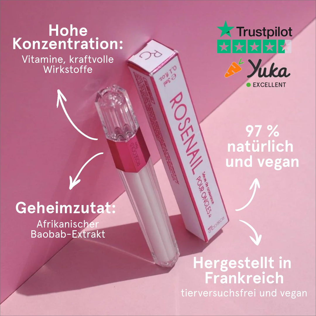 ROSENAIL Nagelwachstumsserum 97% natürlich von ROSEGOLD, Nagelpflege für lange +starke +schöne Nägel