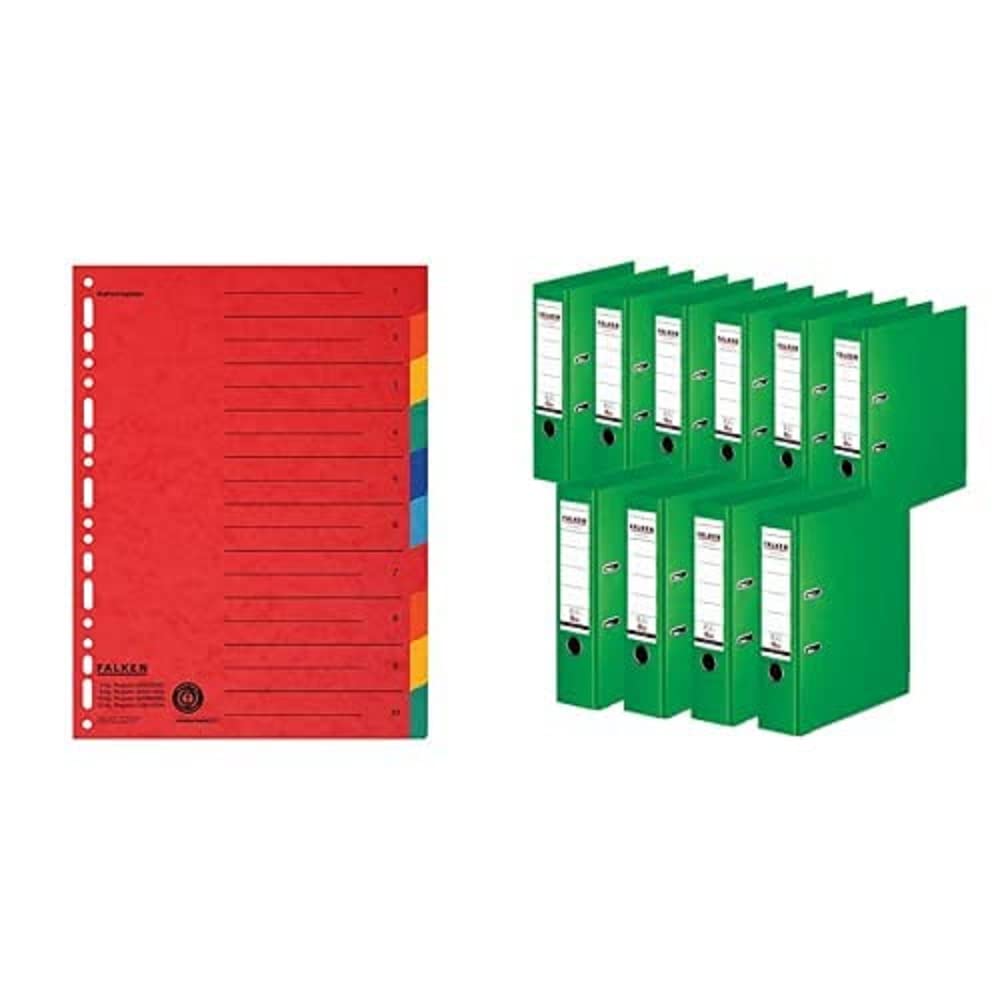 Set aus: Original Falken Karton-Register überbreit A4 24 x 29,7 cm mit Organisationsdruck 10 tlg 2x5