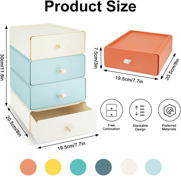 Schreibtisch Schubladenbox, Stapelbarer Organizer Drawer mit Etiketten, Grosse Kunststoff Office Bas