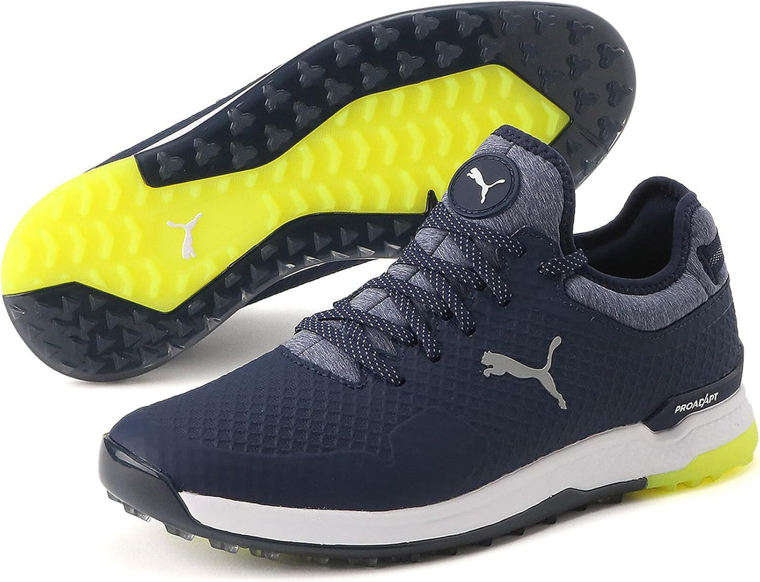 PUMA Proadapt Alphacat Herren Golfschuh 41.5 EU Peacoat Puma Silver Safety Yellow, 41.5 EU Peacoat P