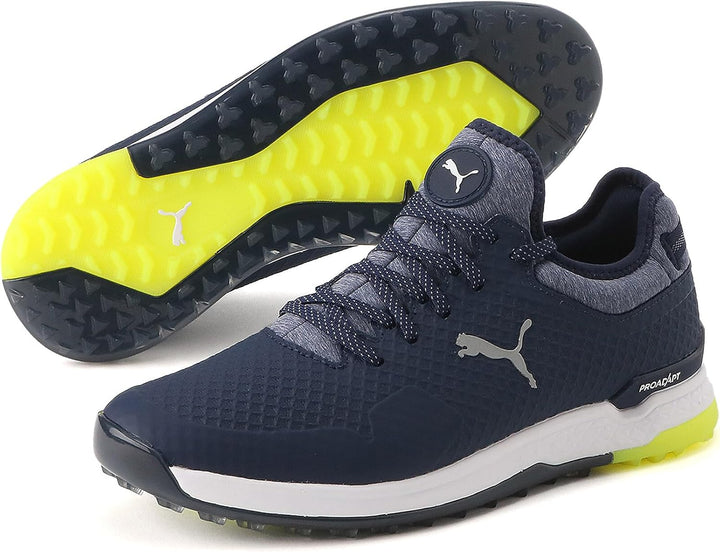PUMA Proadapt Alphacat Herren Golfschuh 41.5 EU Peacoat Puma Silver Safety Yellow, 41.5 EU Peacoat P