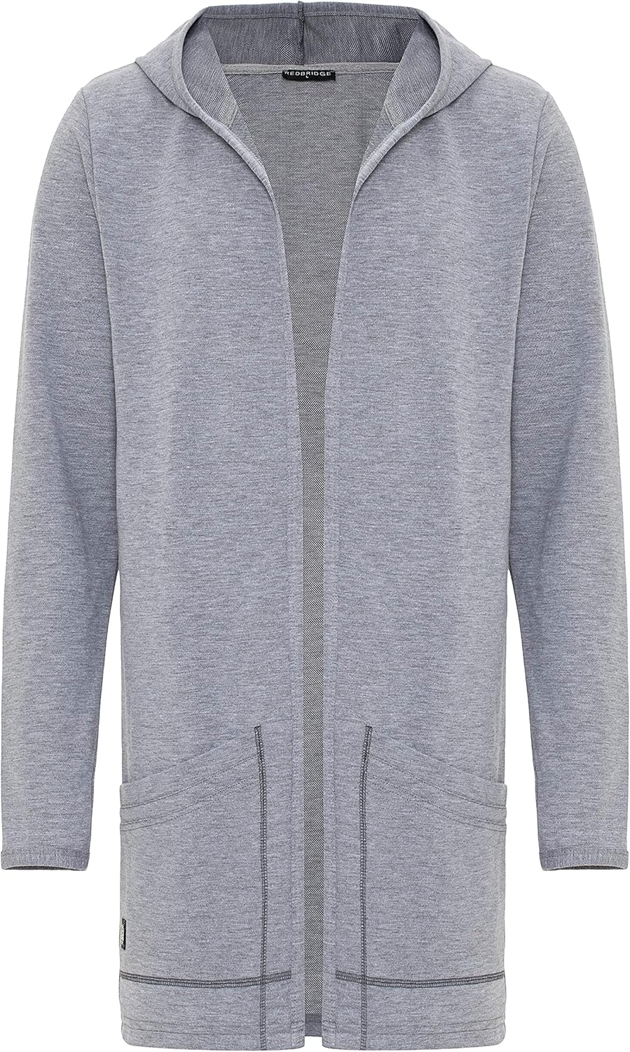 Red Bridge Herren Cardigan Sweater-Jacke Long Cut mit Kapuze M Grau, M Grau