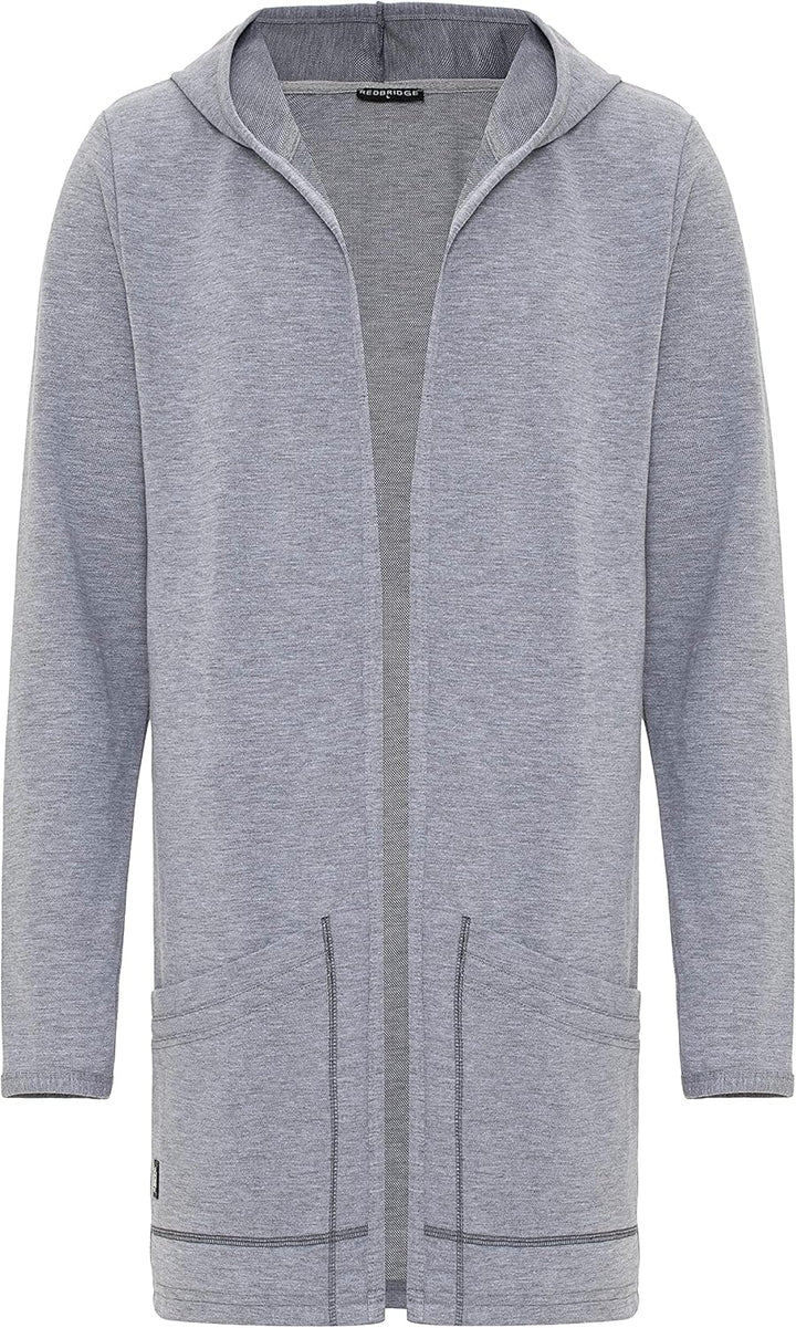 Red Bridge Herren Cardigan Sweater-Jacke Long Cut mit Kapuze M Grau, M Grau
