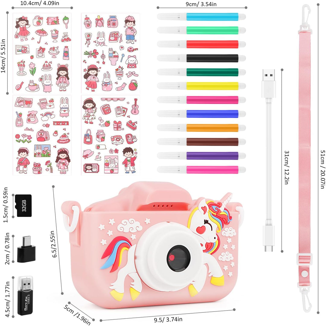 Digitalkamera, MXTIMWAN 1080P HD Kamera, 2,0”-Bildschirm Anti-Drop Fotoapparat, mit 32GB TF-Karte, f