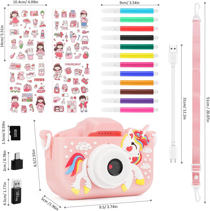 Digitalkamera, MXTIMWAN 1080P HD Kamera, 2,0”-Bildschirm Anti-Drop Fotoapparat, mit 32GB TF-Karte, f