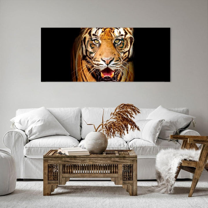 Wandbilder Dekoration Wohnzimmer tiger tier Panorama Bilder auf Leinwand 120x50cm Leinwandbild mit R