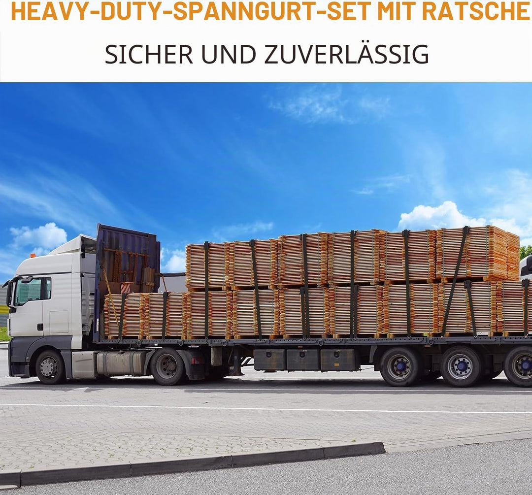 TLGREEN Schwerlast 5000kg Spanngurte mit Ratsche und Haken, 4 Stück Spanngurt 9m, Zurrgurte, 50mm br
