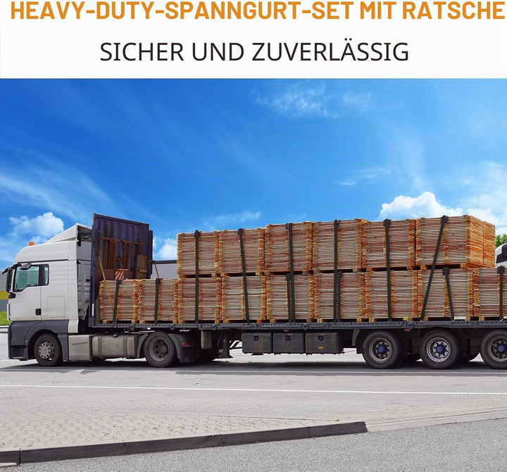 TLGREEN Schwerlast 5000kg Spanngurte mit Ratsche und Haken, 4 Stück Spanngurt 9m, Zurrgurte, 50mm br