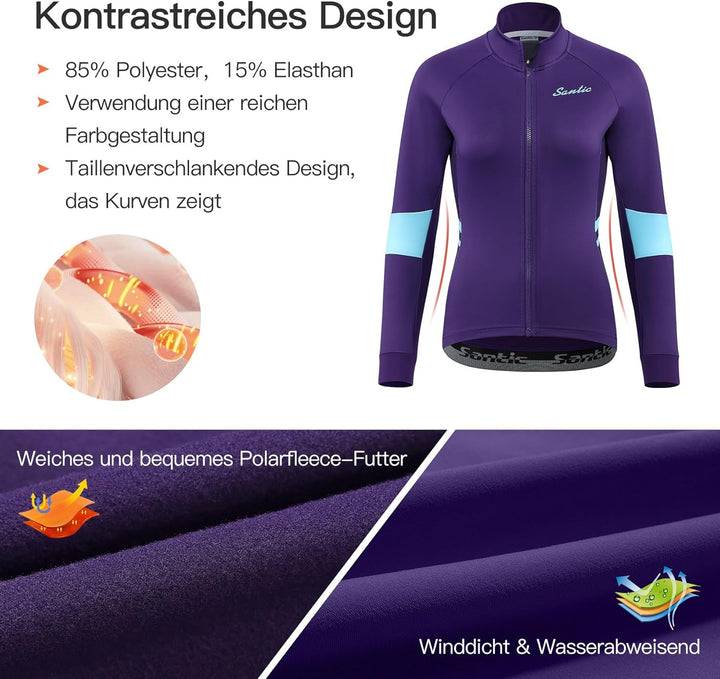 Santic Fahrradjacke Damen Winter Thermo Jacken Winddichte Laufjacke Leichte Atmungsaktiv Langarm Ref