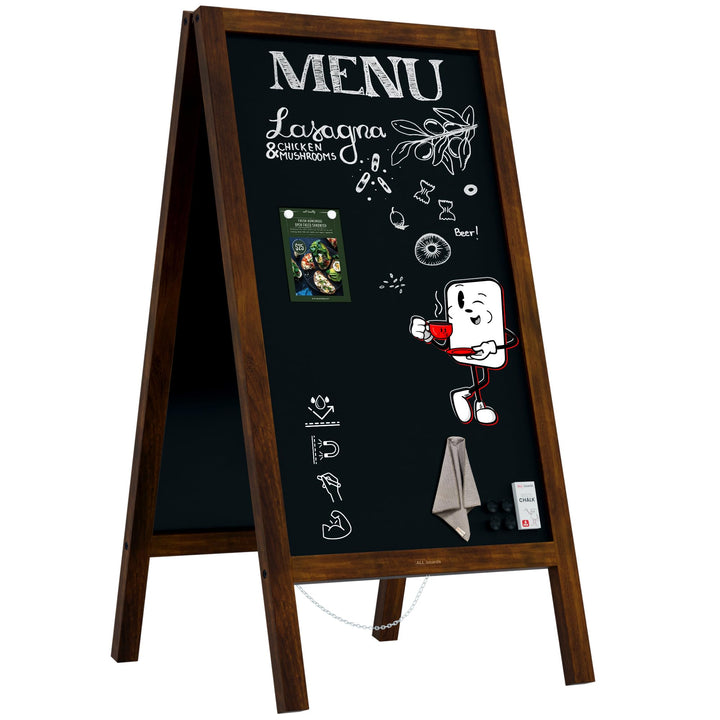 ALLboards Kundenstopper Wasserfest mit lackiertem Holzrahmen 118x61cm, Werbetafel, Gehwegaufsteller,