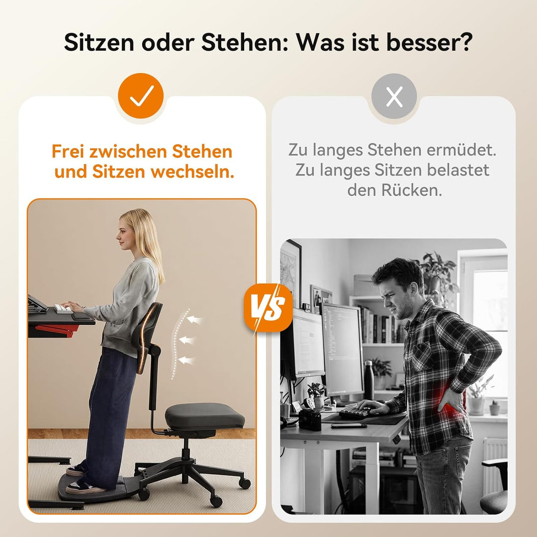 Newtral Stehpult-Stuhl, Standing Mate-Sitz für Sitz-Steh-Wechsel, ergonomischer Anlehn-Hocker mit An