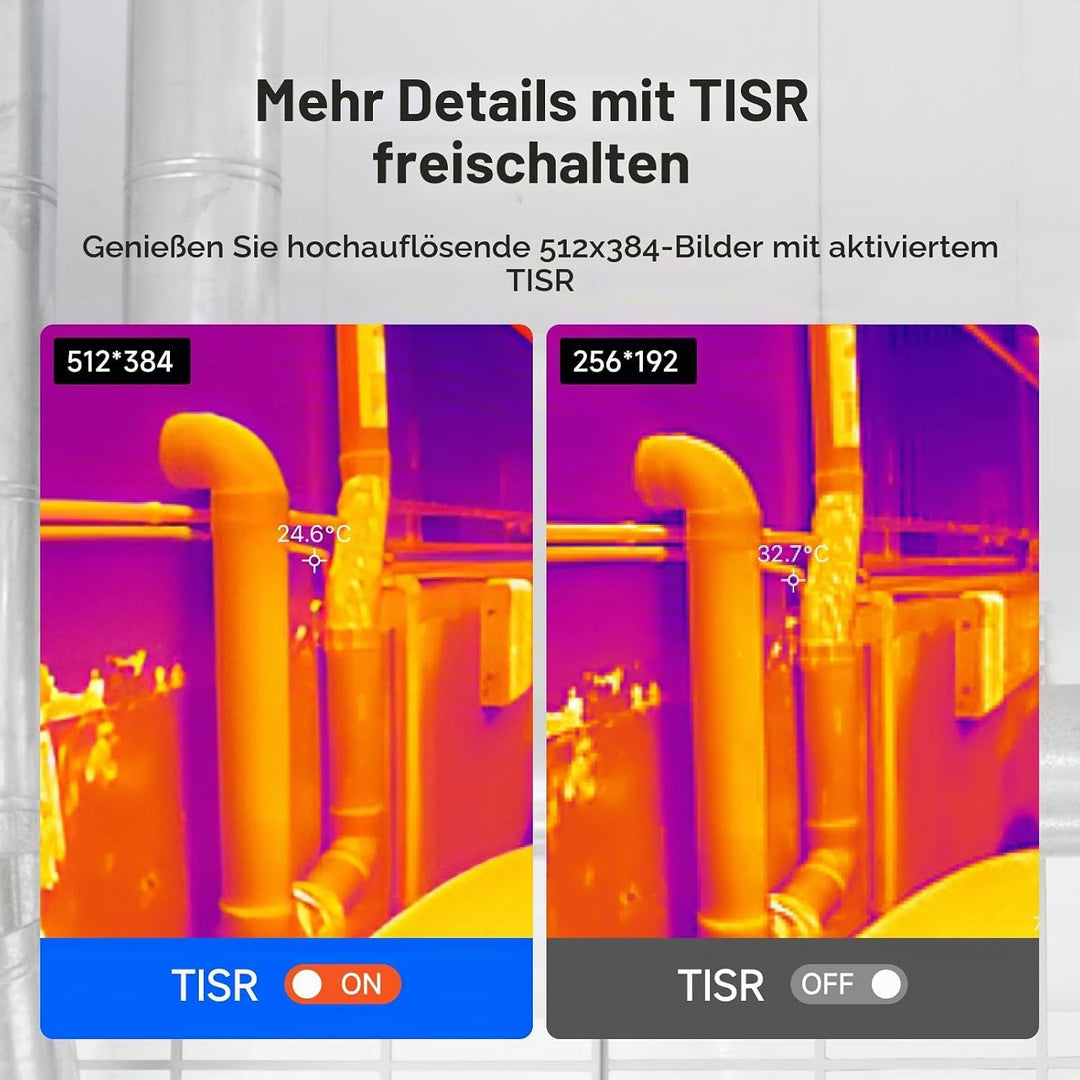 TOPDON Wärmebildkamera für Android TC001[Nur Android/Grau], 256 x 192 thermische Auflösung, Super IR