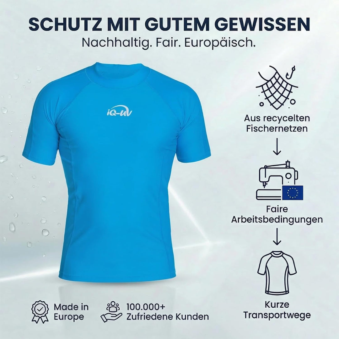 iQ-UV Shirt Herren Slim Fit – UV-Schutz Rashguard für Wassersport – Schwimmshirt für Herren aus recy