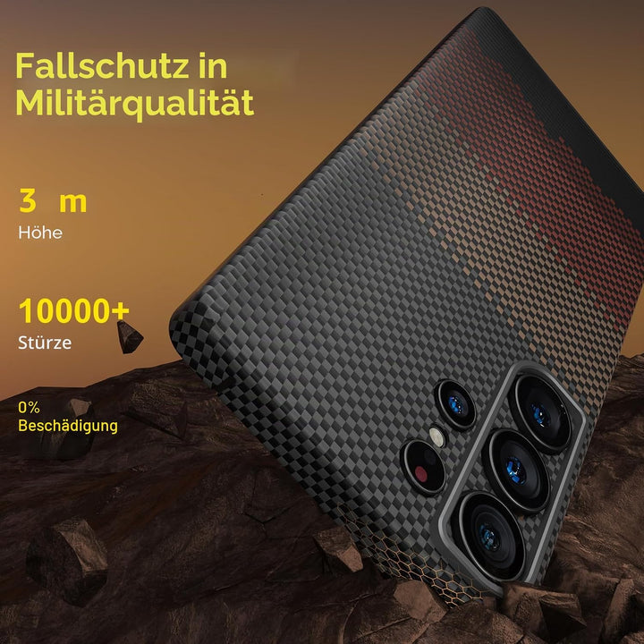 memumi Magnetische Carbon Hülle für Galaxy S25 Ultra,Ultradünne Handyhülle, Hülle aus echter Aramidf