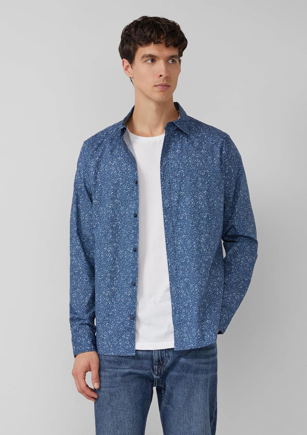 s.Oliver Slim Fit: Hemd aus Baumwollstretch mit All-over-Print M 58a0_tiefblau, M 58a0_tiefblau
