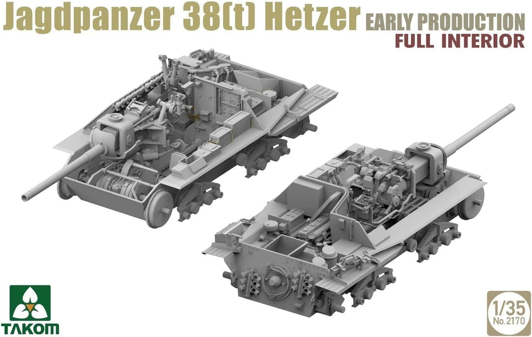 TAKOM 2170 Jagdpanzer 38(t) Hetzer EARLY mit Full Interior Massstab 1:35 Modellbau