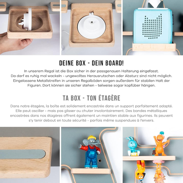 BOARTI das Original Kinder Regal Elefant in Grau - geeignet für die Toniebox und ca. 38 Tonies - zum