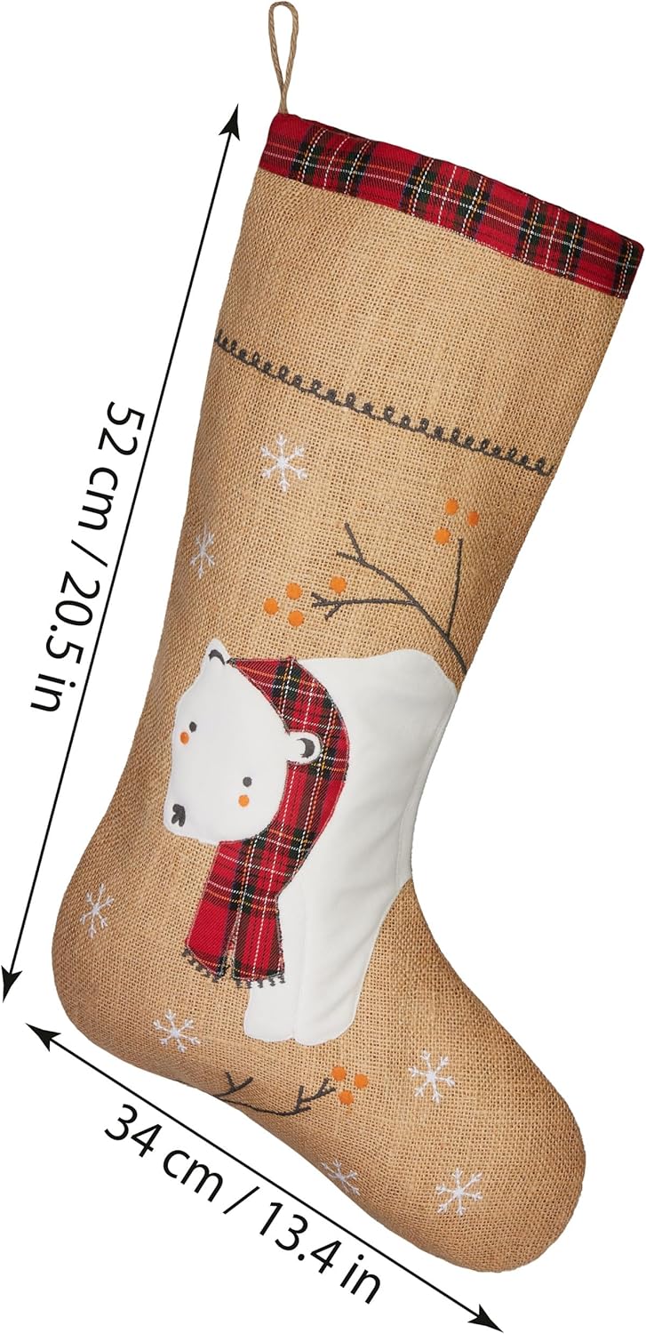 BRUBAKER 3er Set Weihnachtsstrümpfe zum Befüllen und Aufhängen - Rentiere und Eisbär - 52 cm grosse