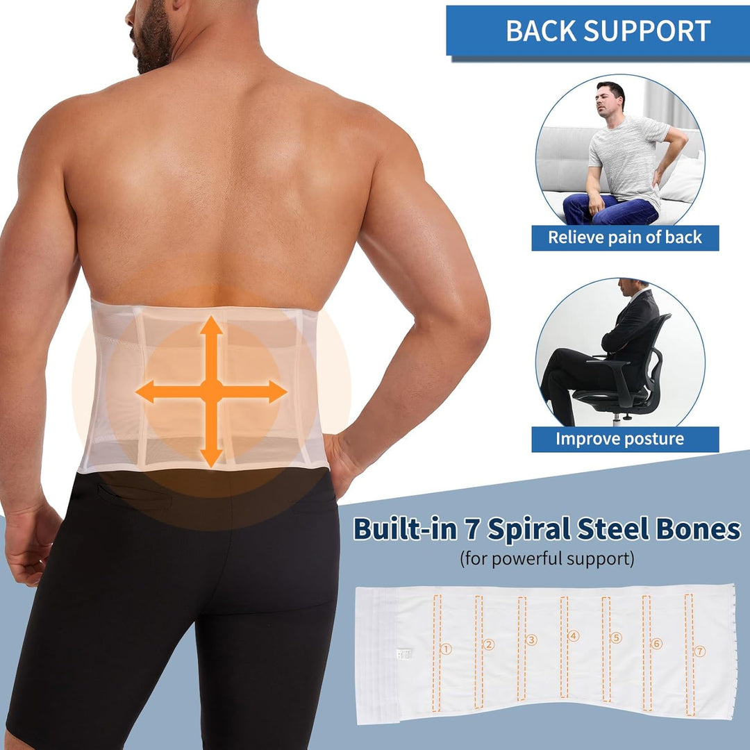 SLIMBELLE Herren Bauchweggürtel Fitnessgürtel Body Shaper Schwitzgürtel Taillenmieder Verstellbarer