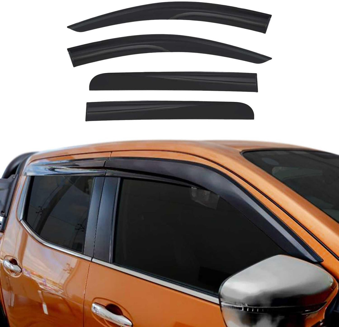 OMAC Regenabweiser Windabweiser kompatibel mit FIAT Fullback 2016-2021 Windschutz Schwarz 4 TLG