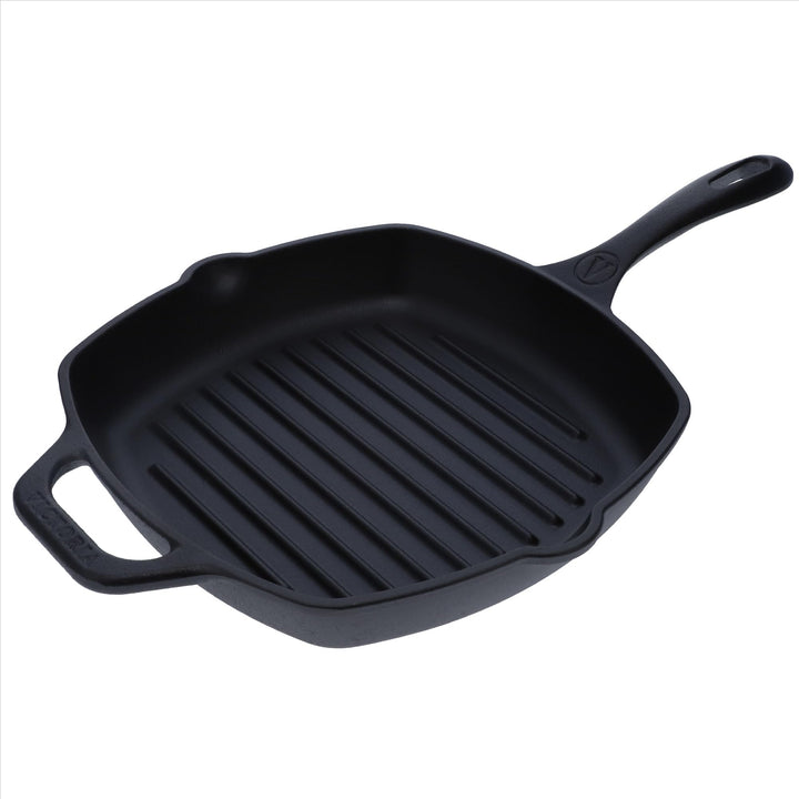 VICTORIA Grillpfanne Emaillierte Gusseisen Induktion 25x25cm Bratpfanne Geeignet für Feuer, Grill, B