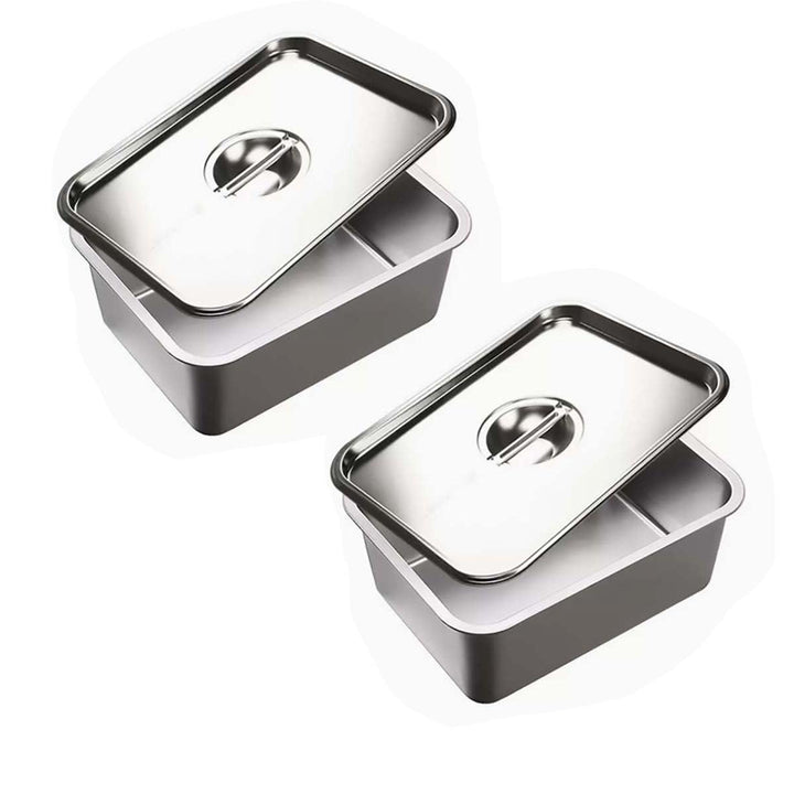 GRFELI Edelstahlpfannen mit Deckel, Dampftischpfanne, Edelstahl-Behälter-Set, stapelbare Metalldampf