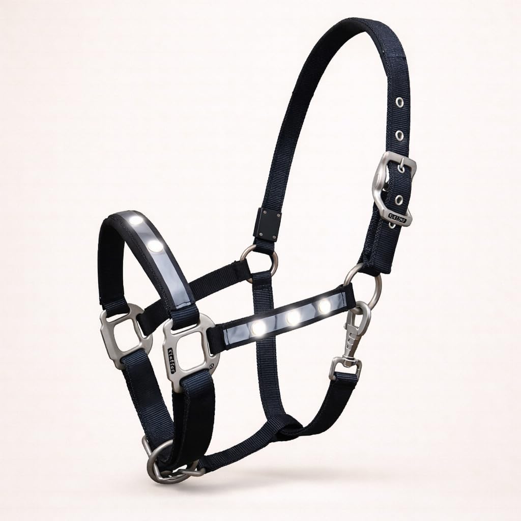 Reinecke Equestrian Premium Leuchthalfter Reflexhalfter Sicherheitshalfter Stallhalfter Weidehalfter