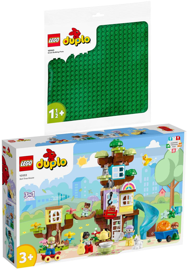 Lego DUPLO 2er Set: 10993 3 in 1 Baumhaus & 10980 Bauplatte in Grün