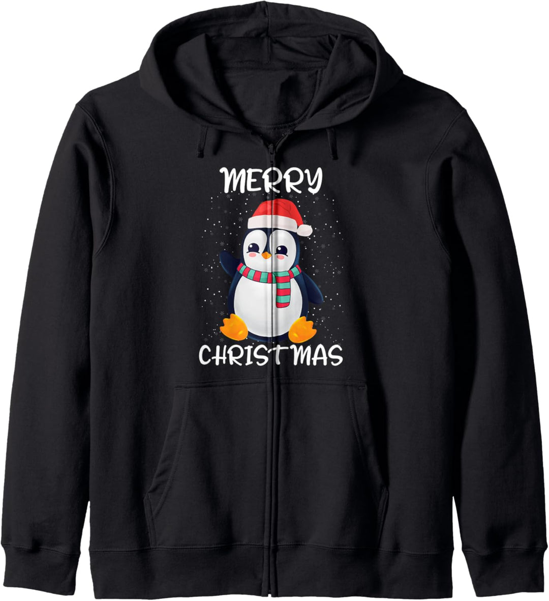 Pinguin Santa Mütze und Schal Merry Christmas Pinguin Kapuzenjacke