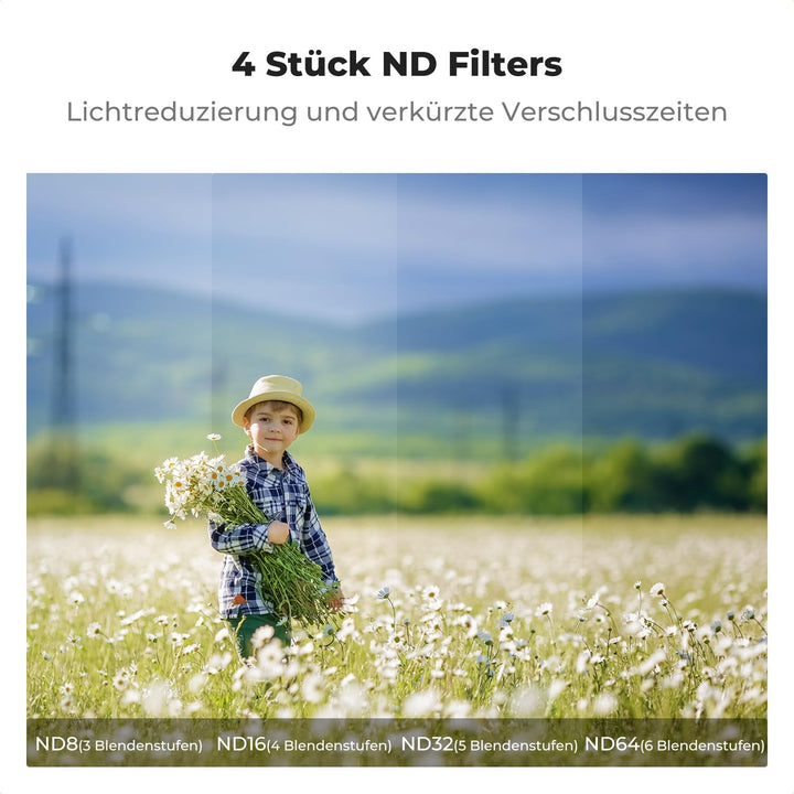 K&F Concept ND Filterset Kompatibel mit DJI NEO, 4 stück ND8 ND16 ND32 ND64 ND Filter, Multi Beschic