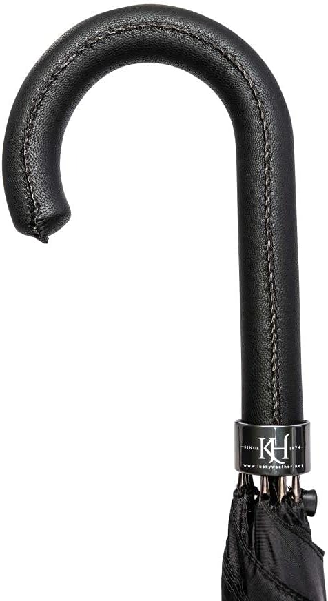 LUCKYWEATHER Regenschirm Stockschirm Damen Rüschenschirm schwarz/violett Auf-Automatik Double Layer