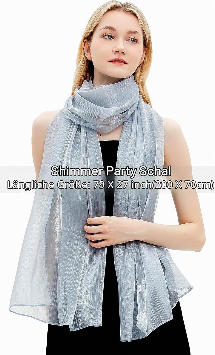 Gragengs Damen Schals und Wraps für Abendkleider Leichte Sheer Crepe Tücher Shimmer Hochzeit Party S