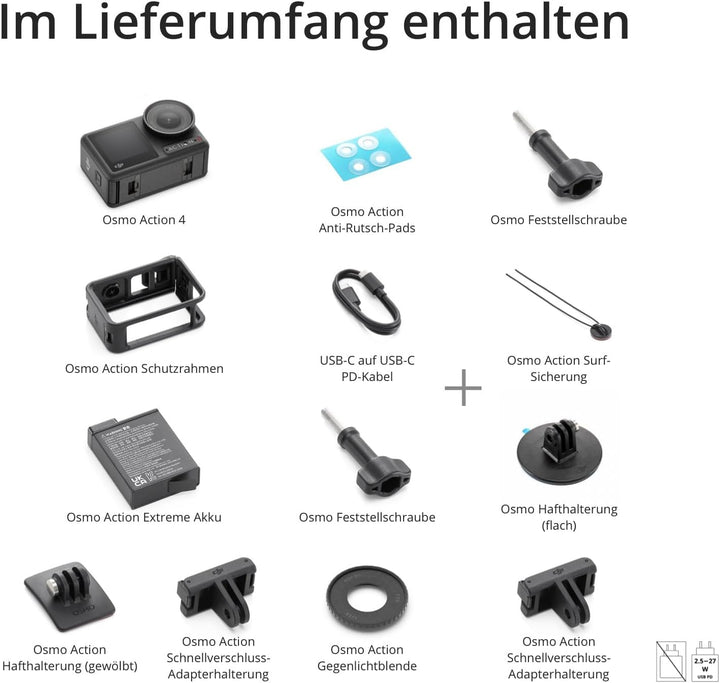 DJI Osmo Action 4 Surf-Combo – wasserdichte Action-Kamera mit Surfsicherung für die Kamerasicherheit