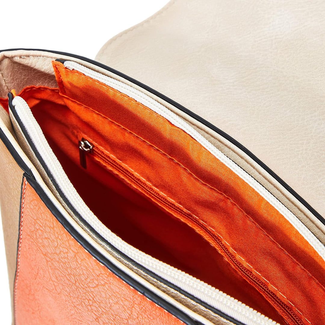 N.V. Bags Damen Beth orange/beige Rucksack, One Size