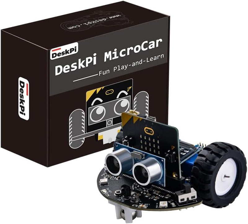 GeeekPi DeskPi MicroCar Microbit Mini Cutebot Kit Suitable for BBC Micro:bit V2,DIY Programmable Rob