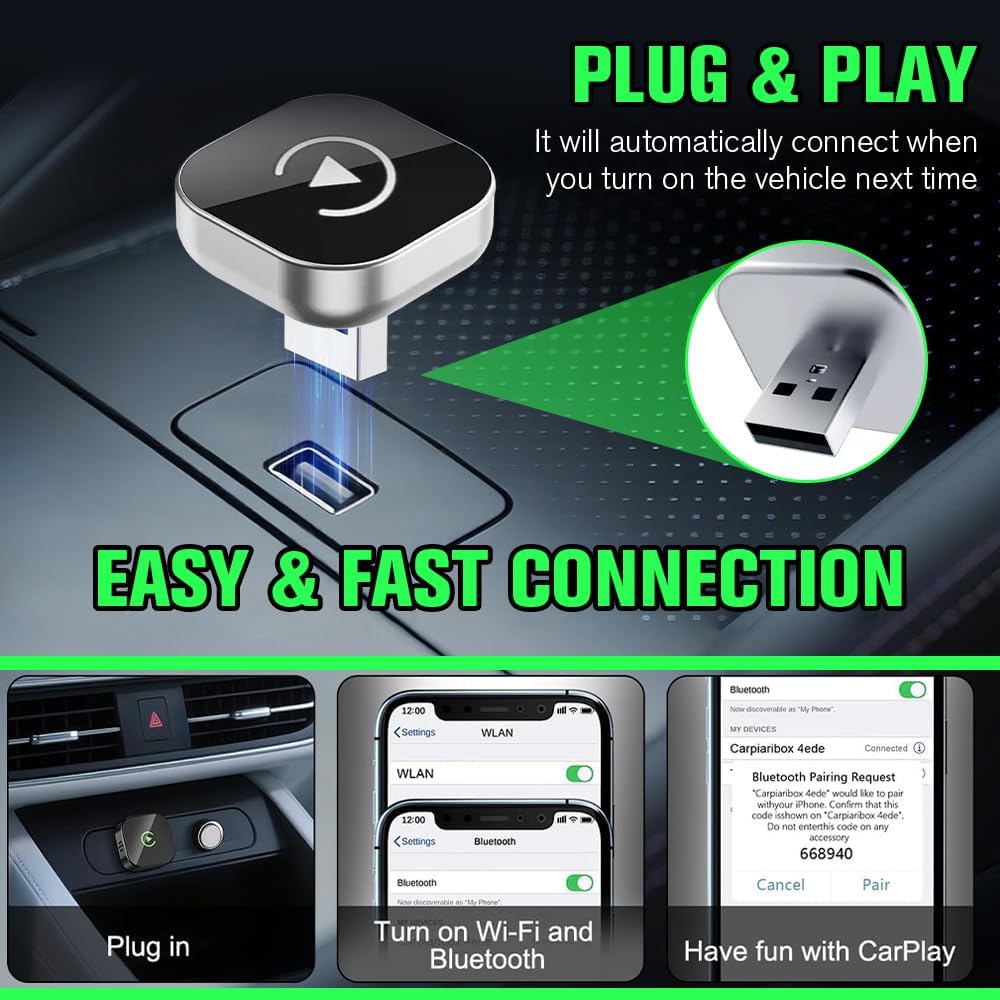 Wireless Carplay Adapter mit Wired Carplay, 2026 Upgraded 2-in-1 Version, Bluetooth 5.0, Plug & Play