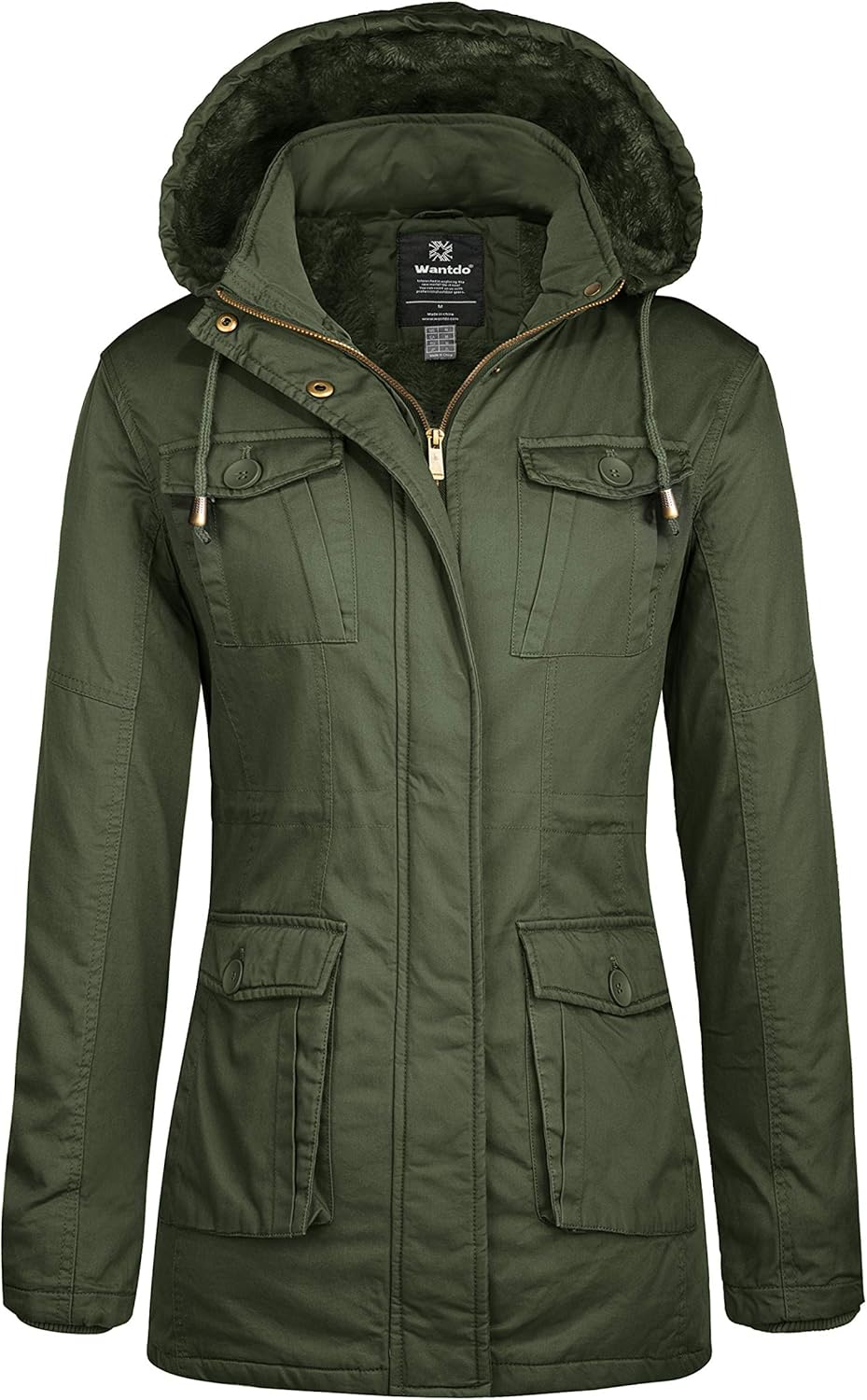 Wantdo Damen Klassische Baumwoll Jacke Warmer Fleece Mantel Winter Outdoor Parka Jacke Mittellanger
