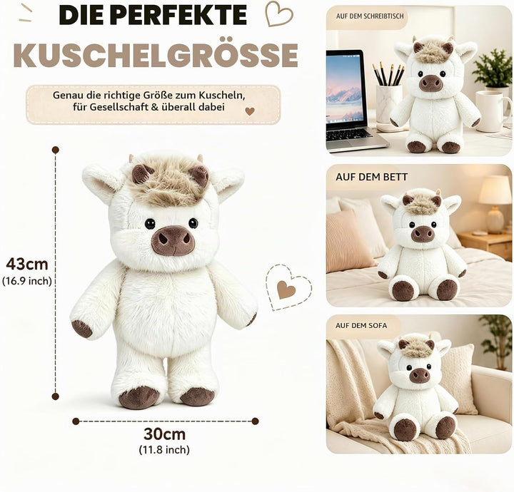 JIASHA Running Cow Plush 45cm, Laufendes Kuh Kuscheltier, A