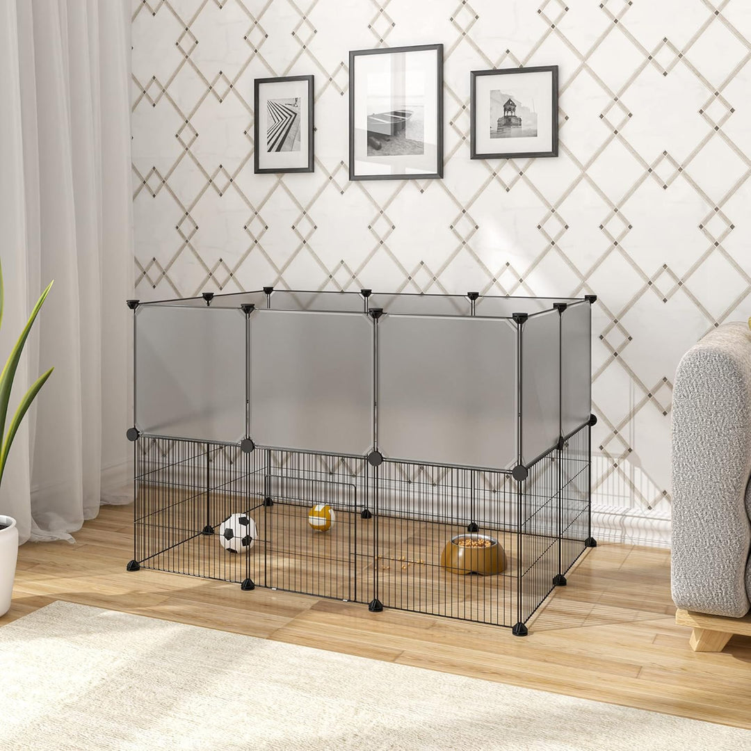 EUGAD Freigehege für Kaninchen, Meerschweinchen Gehege, Welpenauslauf Kleintiergehege inkl. Tür, Fre