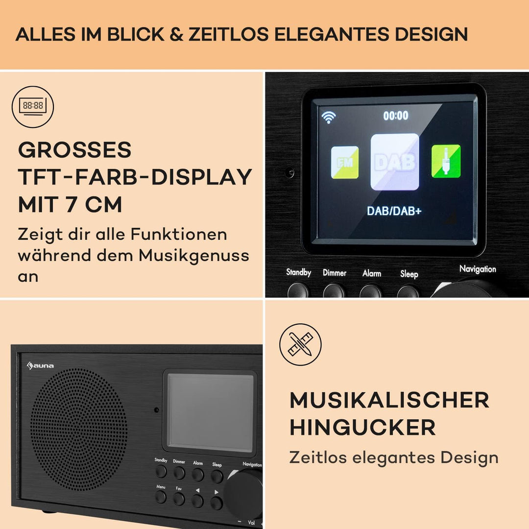 Auna Silver Star Radio, Aufladbares DAB-Radio, DAB Plus Radio mit Bluetooth, Radio Batteriebetrieben