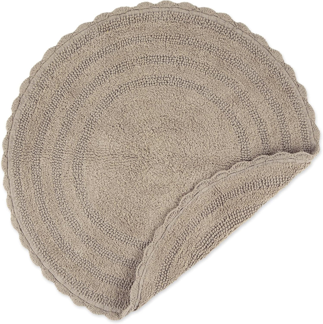 DII Crochet Collection Wende-Badematte, rund, 69,8 cm Durchmesser, Stein Round, 27.5" Diameter Stein
