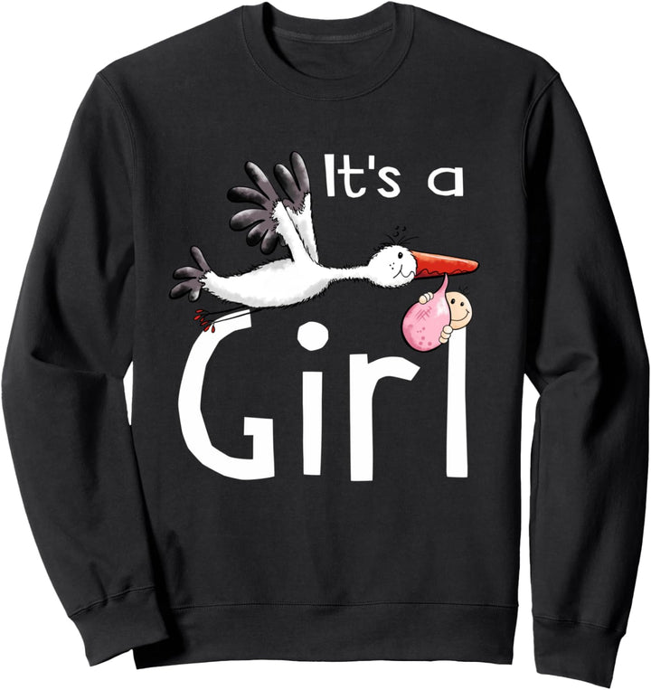 Baby Girl mit Storch I Mädchen Geburt Schwangerschaft Sweatshirt
