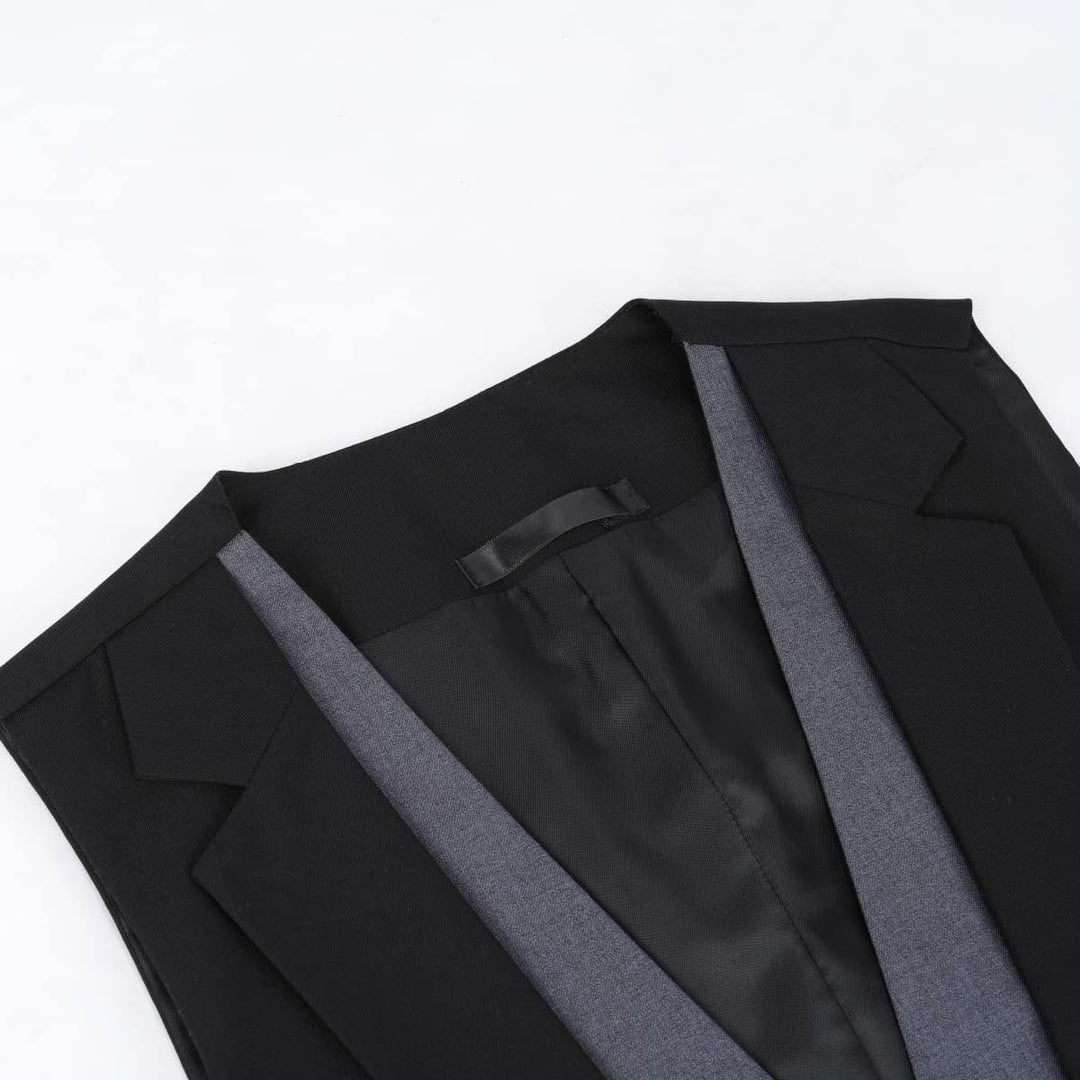 Allthemen Herren Anzugweste mit Schichten V-Ausschnitt Western Weste Slim Fit Layered Herrenweste Bu