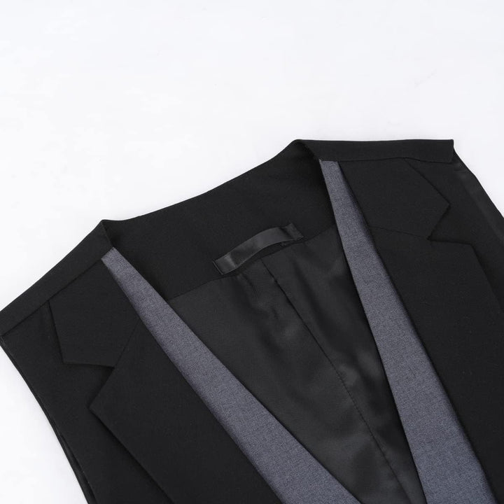 Allthemen Herren Anzugweste mit Schichten V-Ausschnitt Western Weste Slim Fit Layered Herrenweste Bu