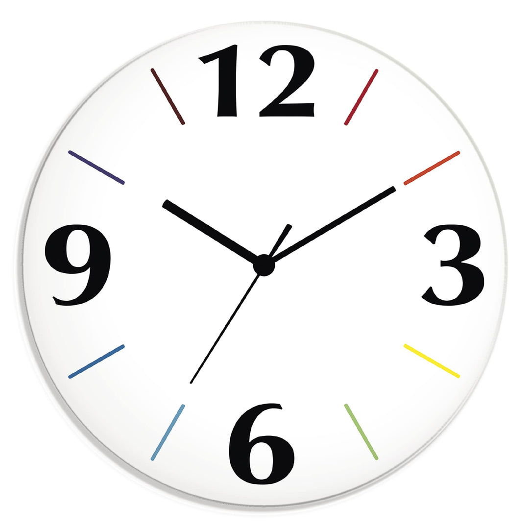 ARTLAND Wanddeko Wanduhr ohne Tickgeräusche aus Glas Quarzuhr Ø 30 cm Rund Lautlos Trendfarbe Weiss-
