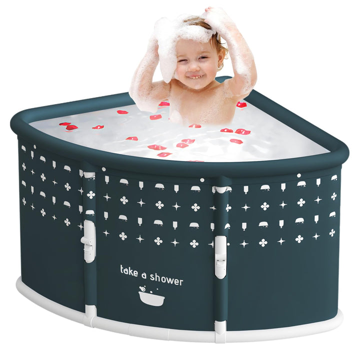 Faltbare Badewanne für Erwachsene, Klappbare PVC-Badewanne mit Fächer-Design 73x73x55cm, Tragbare Fo