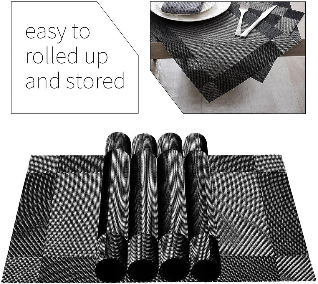 AHHFSMEI Platzsets, Platzsets, 6er-Set, für Esstisch, waschbar, gewebtes Vinyl, rutschfest, hitzebes