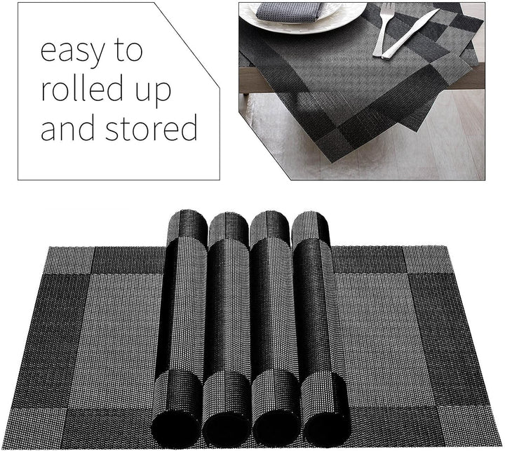 AHHFSMEI Platzsets, Platzsets, 6er-Set, für Esstisch, waschbar, gewebtes Vinyl, rutschfest, hitzebes