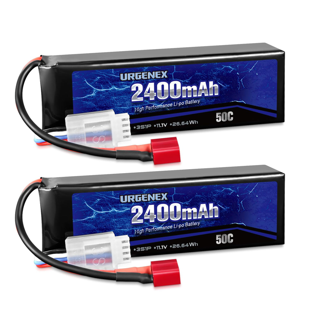 URGENEX 11.1V 2400mAh Lipo Battery 50C High Discharge Rate 3S RC Batteries with Deans T Plug Fit for