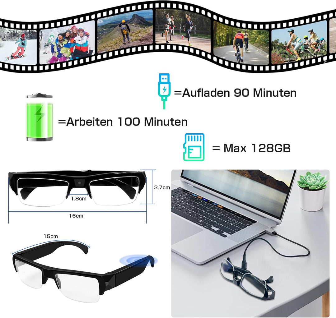 Kleine Kamera Outdoor HD 1080P, Mikro Videokamera ohne WiFi, Tragbare Sportkamera Action Video, Acti